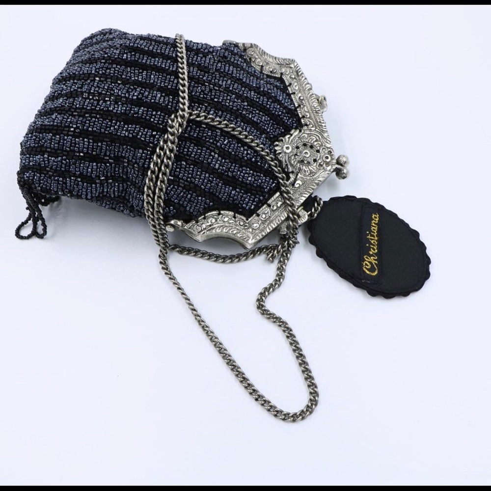Antique Victorian Black Beaded Purse